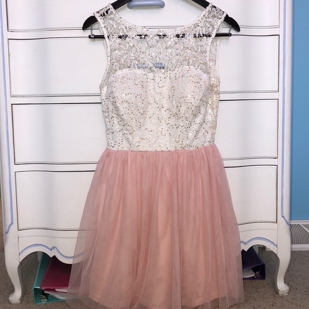 Light Pink & White with Gold Sparkles Dress